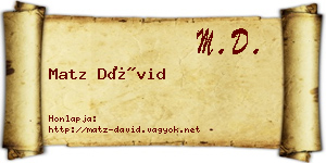 Matz Dávid névjegykártya